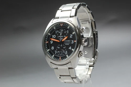 [Near MNT] SEIKO クロノグラフ 100m 7T94-0BL0 ブラック クォーツ メンズ 腕時計 日本製 - 画像3/11