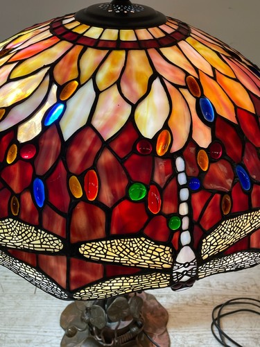 GRANDE LAMPADA TIFFANY TRONCHETTO 72 cm PRIMI 900 LIBELLULE SCRIVANIA TABLE LAMP - Picture 5 of 19