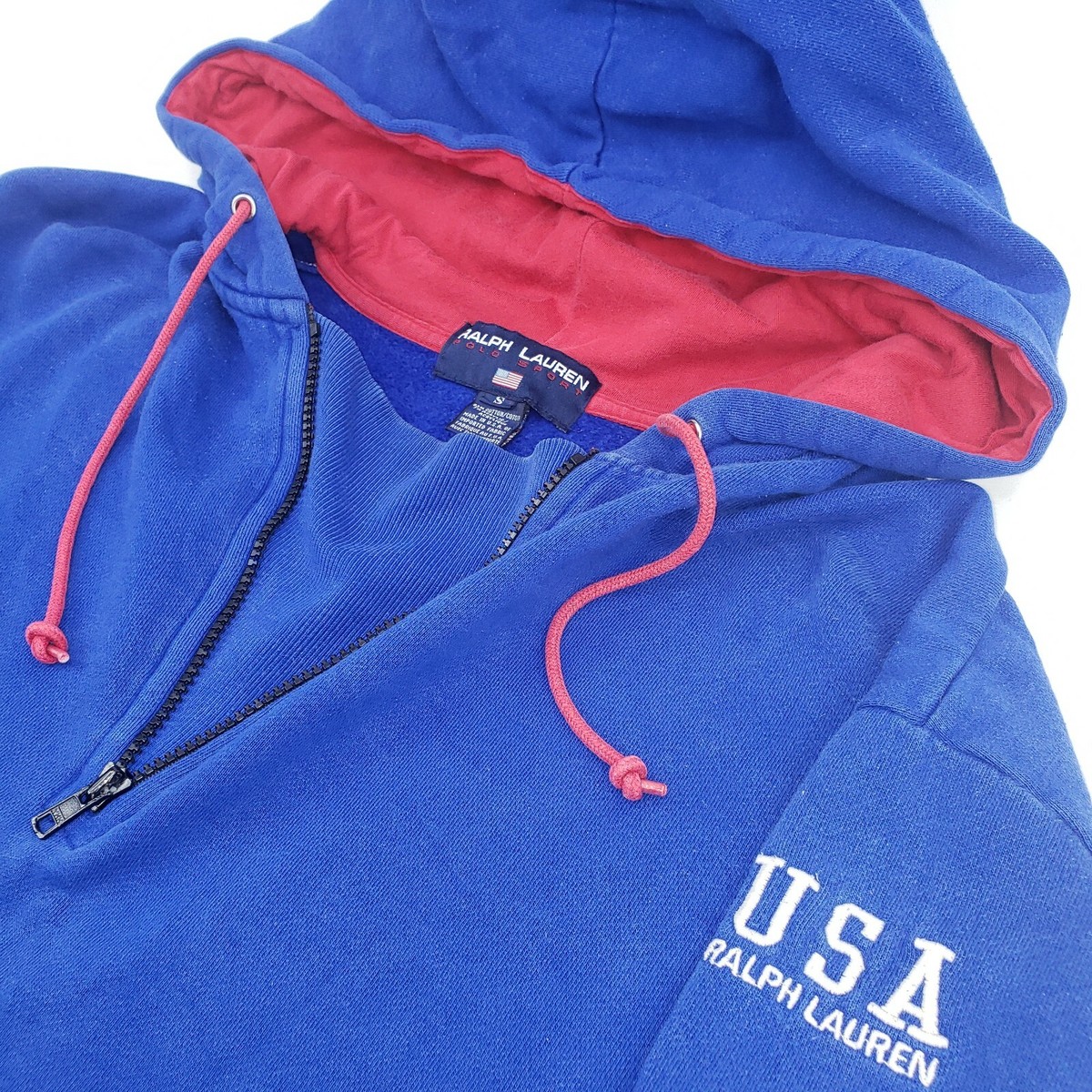 VTG 90s Ralph Lauren Polo Sport Hoodie USA 1/4 Zip Pullover