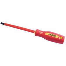 Draper 6.5mm x 150mm Fully Insulated Plain Slot Screwdriver. (Display Packed)