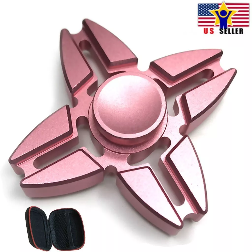 Case + Four Sides Fidget Finger Spinner Pink Super QUIET Premium Titanium