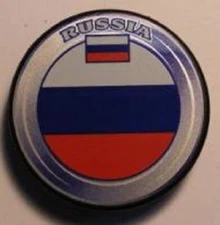 RUSSIA FLAG SILVER RING front OLYMPIC GAMES PUCK - #EL_#4L