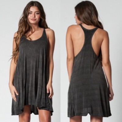 grey racerback tank dress Grey Rib Knit Midi Casual Dress M main image 1