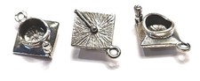 Graduation Cap Charm Pendant Cast Fine Pewter  17x21x8mm; -2mm-;3D