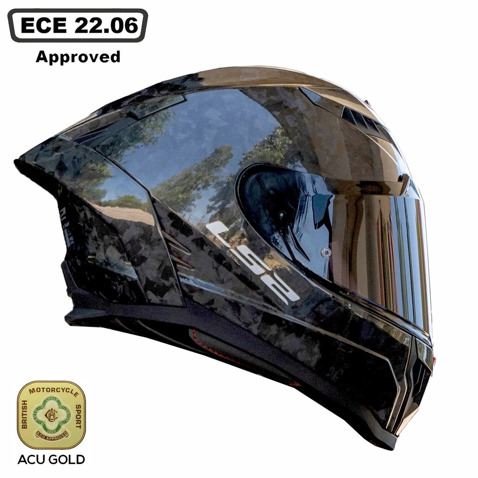 LS2 FF807 DRAGON 6K CARBON FIBRE DUAL VISOR FULL FACE MOTORCYCLE HELMET FORGED - image 3 of 4