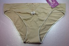 Women Panties,Bikinis"ILUSION"Size XL. Mocha Soft Shiny elastic W/Decoration