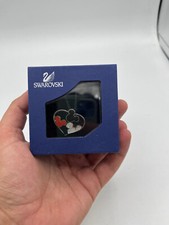 Swarovski  Disney Black Red  Crystal Mickey Mouse Inside Heart Cord Necklace