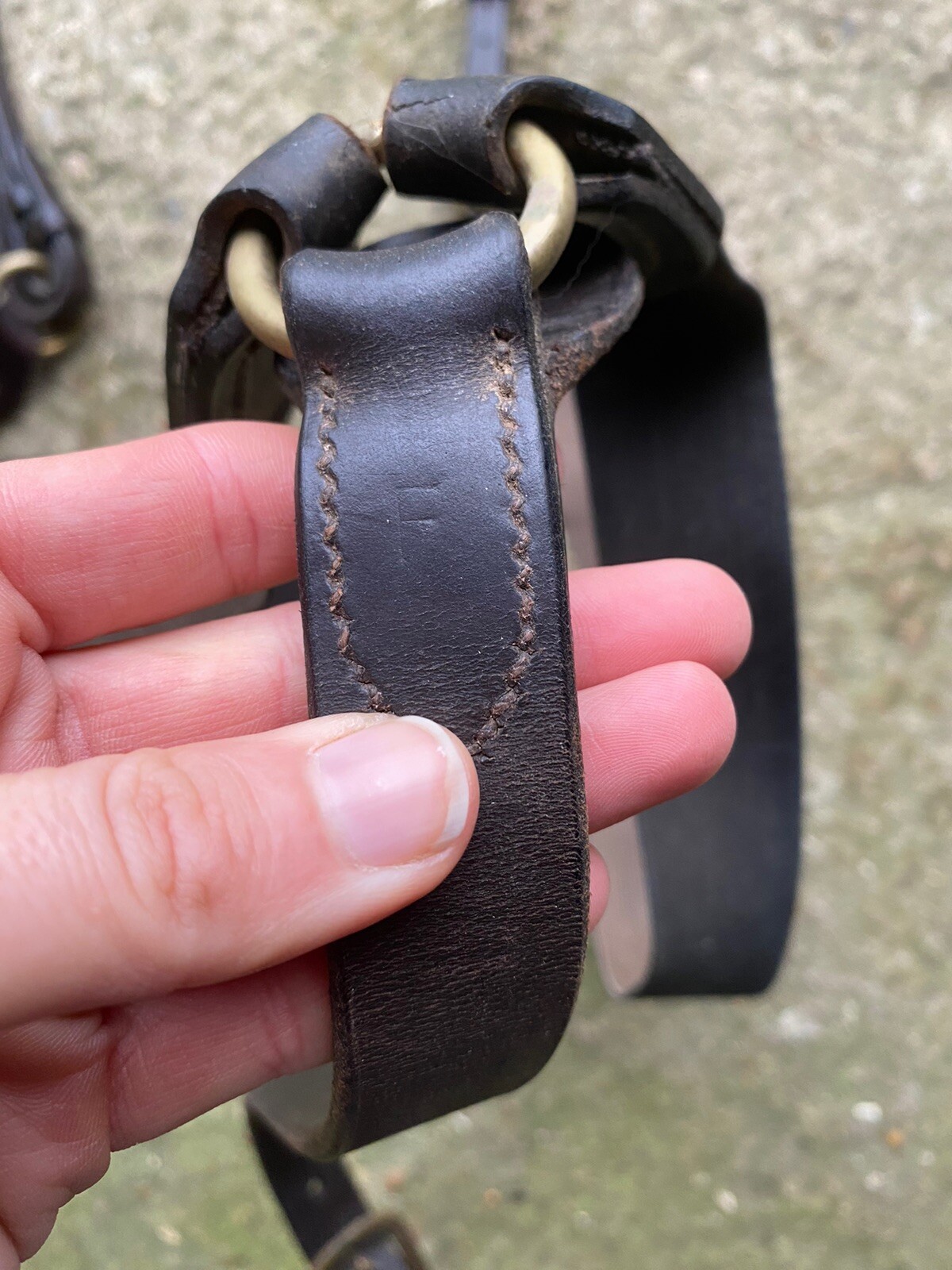 FULL Brown 3 Point English Leather Breastplate Brass Gold Fixings NOT