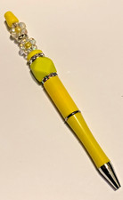 Beaded Pen, "Pen wtih Flowers" Black ink, Extra Ink Refill Included