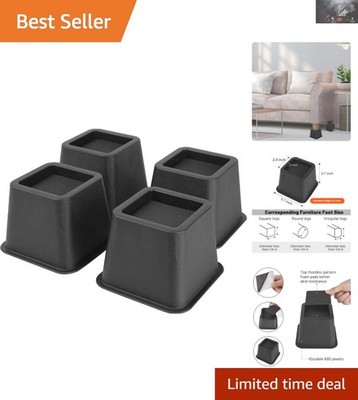 Heavy-Duty 3-Inch Bed Risers 4-Pack - Up to 2000 lbs, Ideal for Storage