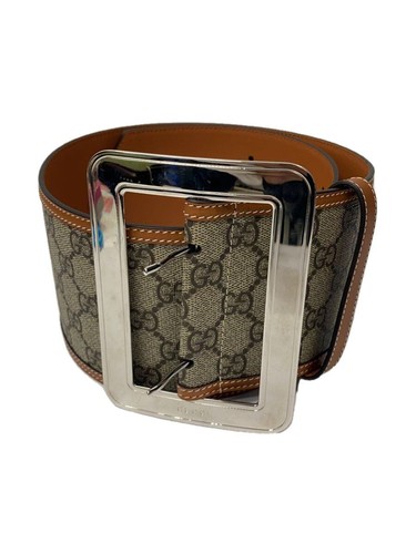 GUCCI Belt Leather BEG Total Pattern Women 718505 Used