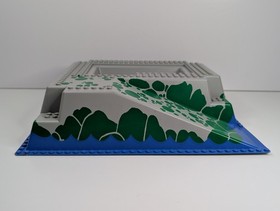 LEGO Gray Green Baseplate Raised w/ Ramp 2552px4 - Set #6273 Rock Island Refuge