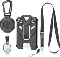 Ausweishalter Ausziehbar Mit Stahlseil, 1 Lanyards, 1 KartenhüLlen