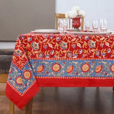 Dining Tablecloth Block Printed Table Cover Rectangle Tablecloth Gift for Dad
