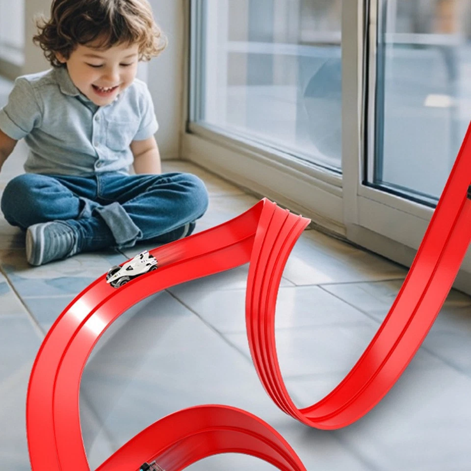 4m/5m Flexible Race Track for Kids Roll Up Car Track Include 4 Alloy Cars Gifts - image 3 of 4