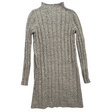 Madewell XS Gray Ribbed Knit Wool Blend Sweater Dress Mock Neck Donegal
