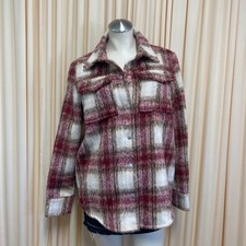 NWT BOUTIQUE BB DAKOTA Women's Red/Brown Shacket Jacket Sz M