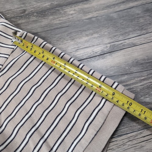 Vintage 90s Skater Polo Shirt Mens XL Basic Editions Striped Streetwear Beige - Picture 9 of 10