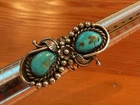 Vintage Navajo Sterling Double Blue Turquoise Copper Matrix Sz 7 PAWN? Ring 70’s