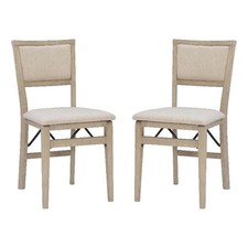 Pemberly Row Pad Back Wood Set of Two Folding Chairs in Graywash