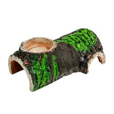 Pet Reptile Caves Hideout with Food Dish Bowl, Terrarium Ornament Green