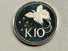 1975 (1st Yr) Papua New Guinea 10 Kina 92.5% Silver (1.237 t oz) Proof Coin
