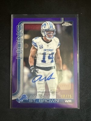 2025 Topps Chrome - Autographs Amon-Ra St. Brown #BA-AS Purple Refractor /75