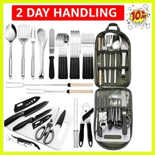 Portable Camping Kitchen Utensil Set-27 Piece Cookware Kit, Stainless Steel O...