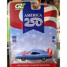 Greenlight 1:64 1969 Dodge Charger Daytona US 250 Edition Blue Collectible Car