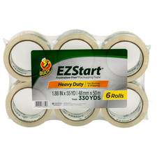 Duck EZ Start Clear Packing Tape Refills - 6 Rolls of Quiet Easy Start Packaging