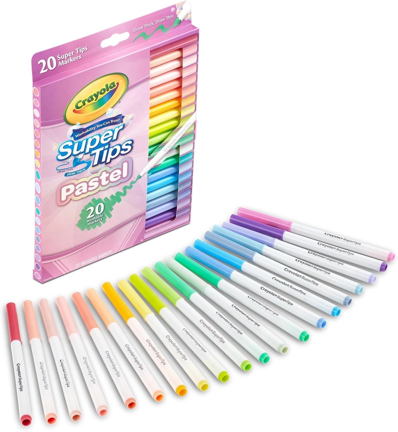 Crayola Super Tips,  20 ct. Washable Markers,  Pastel.