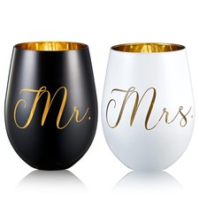 Mr and Mr Wine Glasses Set of 2, Wedding Gifts,Engagement Gifts for Couples, ...