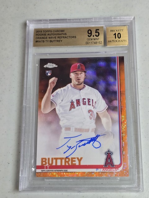 2019 Topps Chrome Rookie Auto Orange Wave Refractor /25 Ty Buttrey BGS 9.5