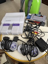 Super Nintendo Entertainment System SNES Cable Power Cord 2 Controllers GolfGame