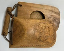 Vintage Hand Carved Wooden Clappers Primitive Folk Art Castanets Rhythm