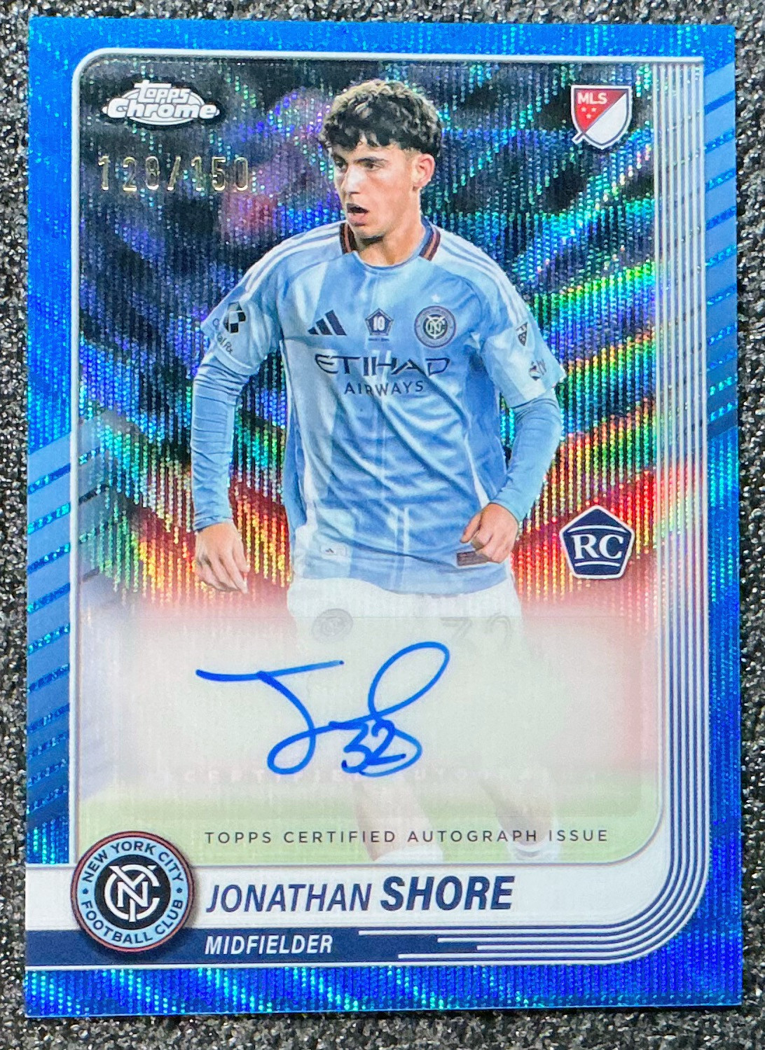 Jonathan Shore 2025 Topps Chrome #CA-JS Blue Wave Autograph /150 (RC, AU)