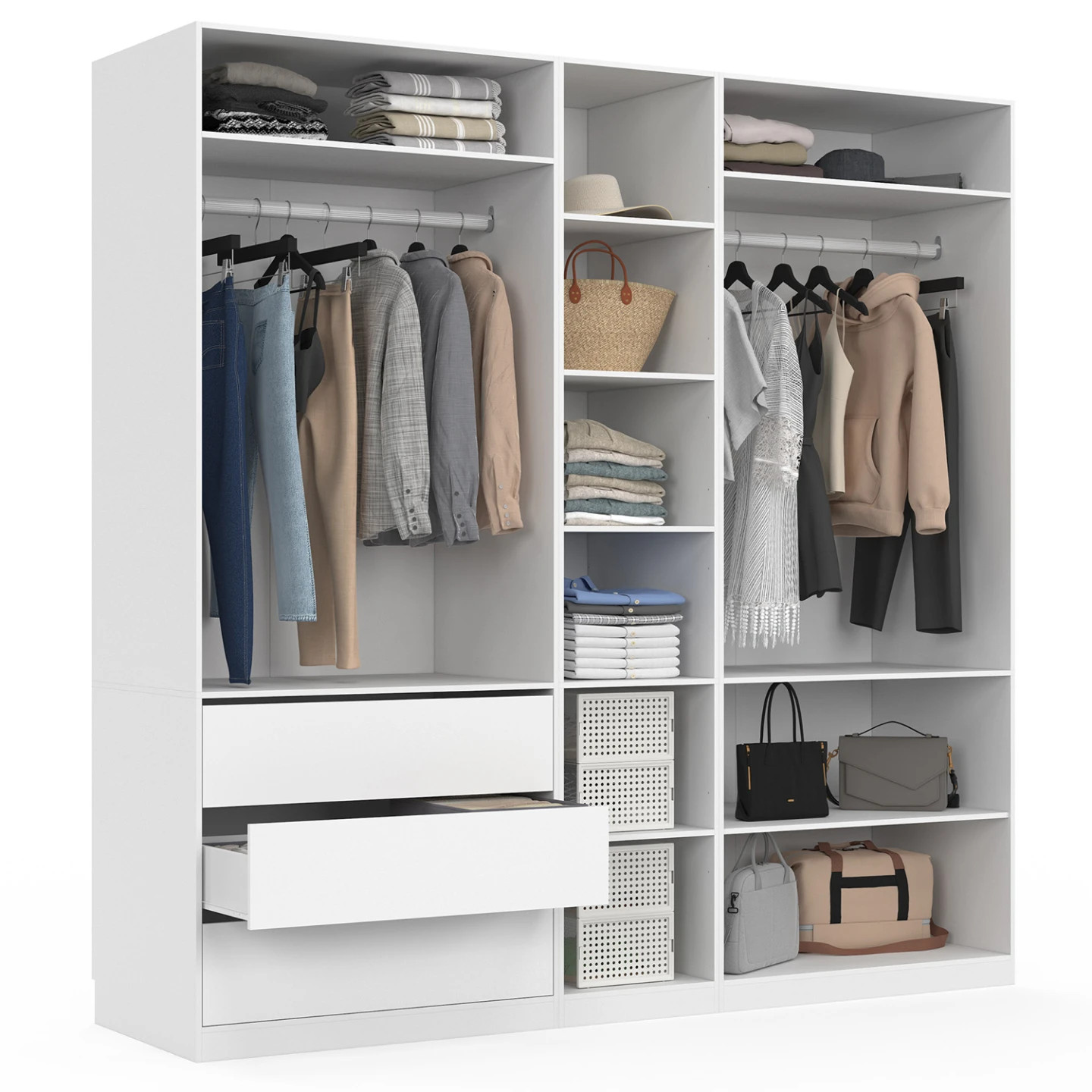 Dressing modulable TAYLOR 200 cm pour organiser la suite parentale et ranger les vêtements
