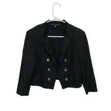 WHBM Double Breasted Stretch Black Cropped Jacket Blazer Women's 10 Medium