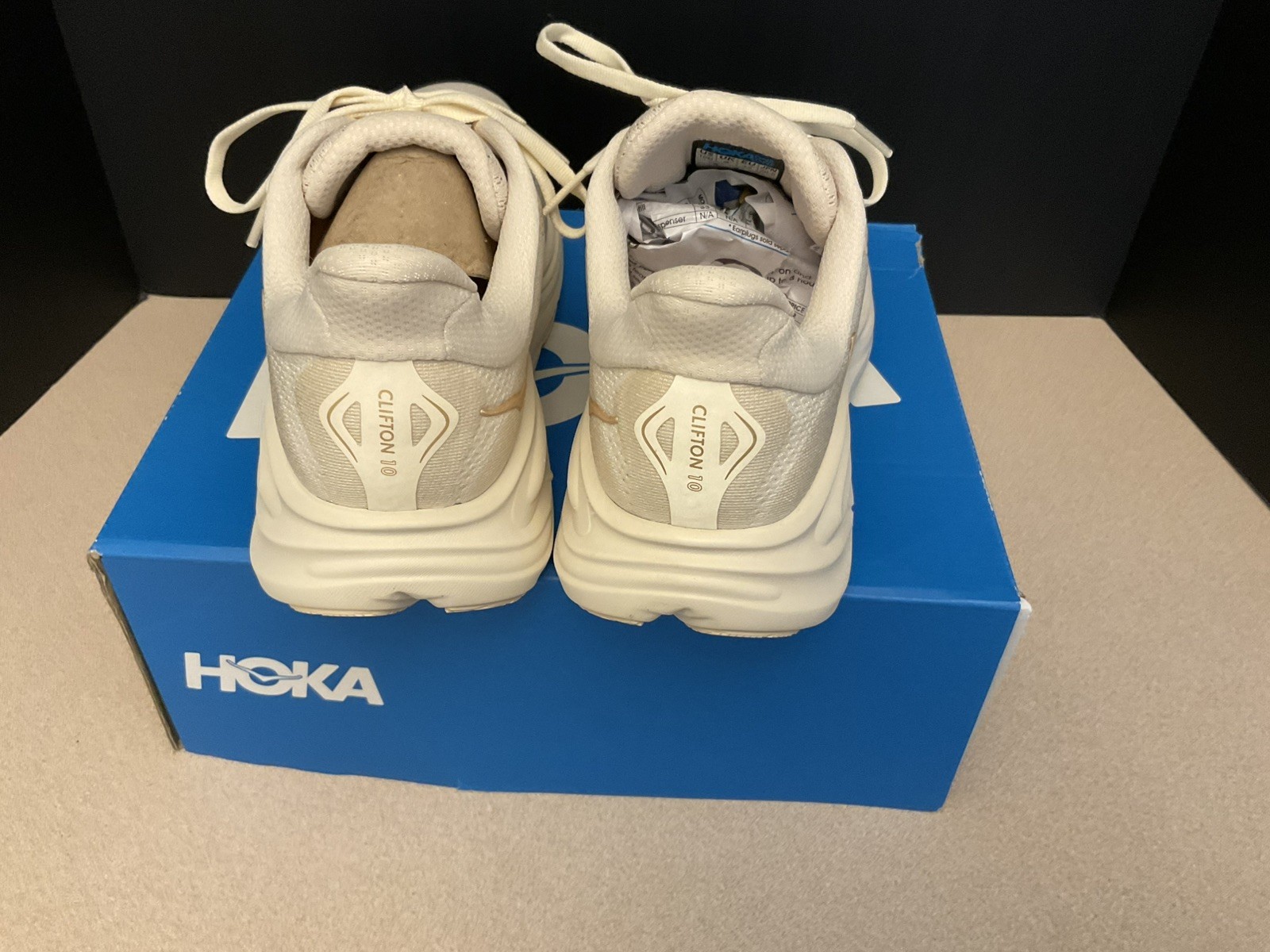 New! Womens Hoka One One Clifton 10 Vanilla/Birch Running Shoes. Size 10B. Nice thumbnail 7