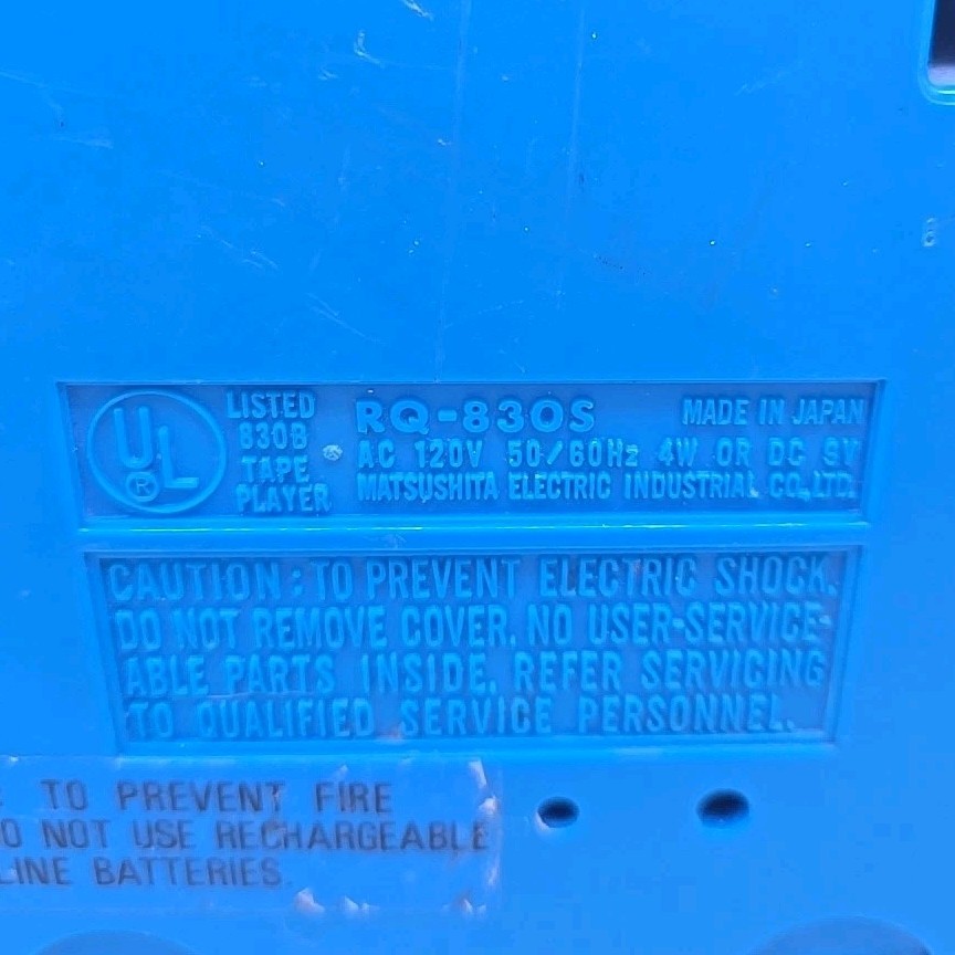 Vintage Panasonic Teal Blue RQ-830S 8 Track Tape Player With Power Cord