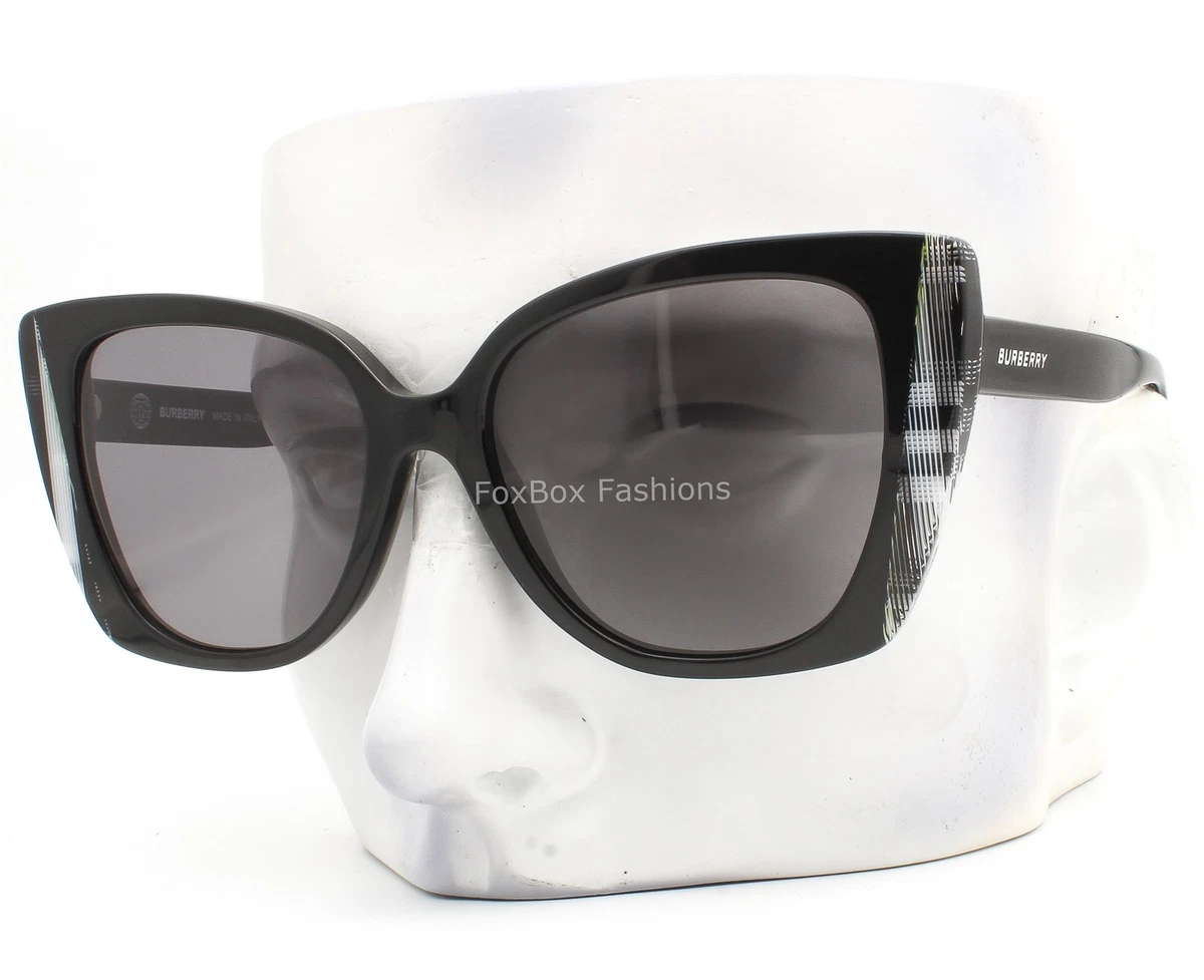 Burberry Black Cat Eye Sunglasses Nova Check  w/ Case Made in Italy Amazon.com: BURBERRY BE4407 Cat eye Shape Acetate Sunglasses  main image 3