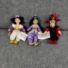 Vintage Disney Store Aladdin Jasmine Jafar Plush Dolls Set 90s Stuffed Toys New