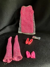 Vtg. 1960’s Mattel Francie Pink Silver Cage Dress & Accessories (Needs Repair)