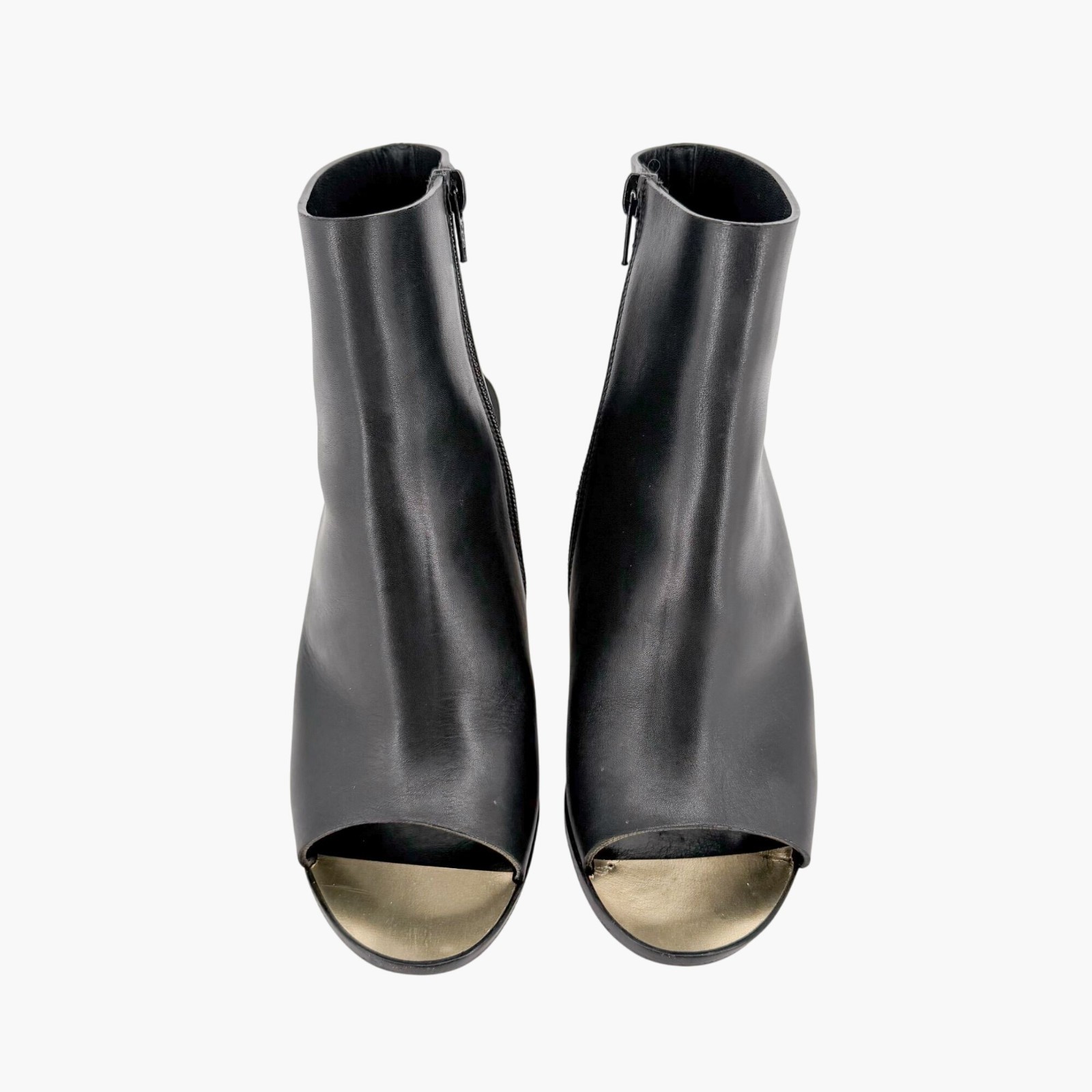 Chanel Black Leather Peep Toe CC Wedge Heel Ankle Booties Shoes Size 39 US 8–8.5 thumbnail 2