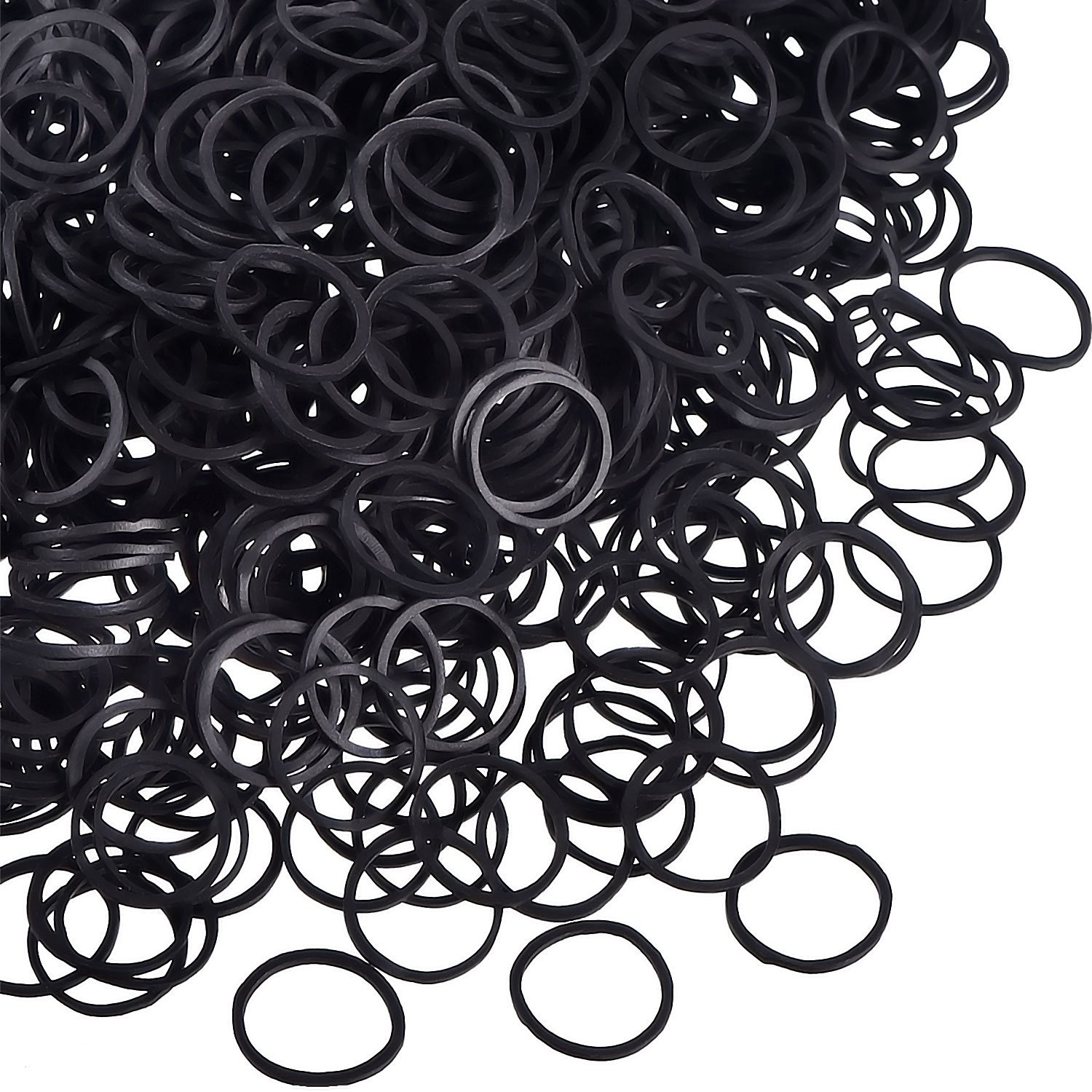 Hicarer 1000 Mini Rubber Bands Soft Elastic 1000 Count (Pack of 1), Black