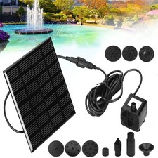 Outdoor Solar Fountain Pump Kit for Small Pond Fish Tank Bird Bath w/ 6 Nozzles