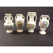 Vtg Lot of 4 Miniature VASES - Occupied Japan Porcelain Hand Painted Floral