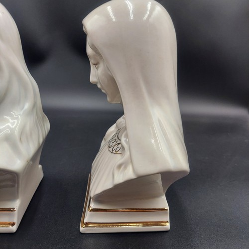 Holland Mold Jesus Mary Bust Statue Figurine Figure Ceramic White & Gold Shiny - Picture 7 of 13