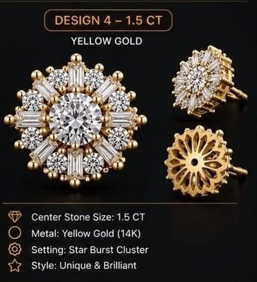 1.5 CT YELLOW GOLD STARBRUST CLUSTER SPECIAL LITING