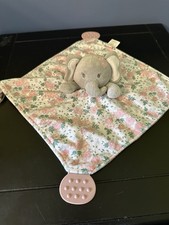 Modern Baby Elephant Floral Lovey Snuggle Blankie Girl Gray Pink Teethers 12